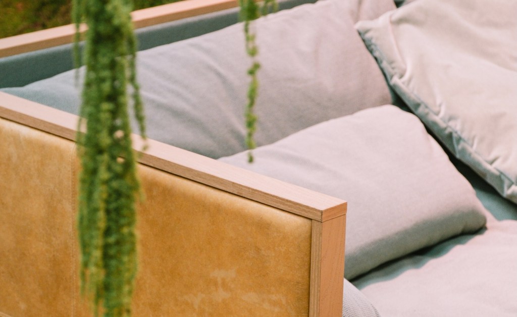 Ligne Roset's Kobold Sofa uses Reishi material from MycoWorks.