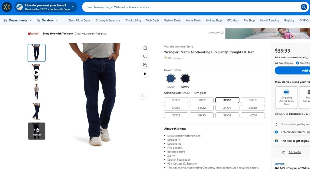 The Wrangler x Accelerating Circularity jeans at Walmart.com.